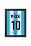 Alayra Lionel Messi Poster Argentina No 10 Shirt Poster Framed Painting with Black Frame (12 inches