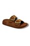 20061-063-26 Suede Anatomical Double Buckle Women's Slippers