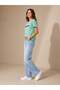 Women's Paradise Printed Crew Neck Turquoise T-Shirt - 2