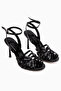 Eleni Black Ankle Buckle Women's Heeled Shoes - 3