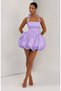 Imported Full Lycra Modal Fabric and Woven Fabric Lined Back Elasticated Mini Balloon Dress-Li̇la - 2
