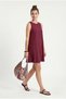 Women's Cody Soft Nubuck Cupra Woven Bell Cut Sleeveless Comfortable Burgundy Short Dress - 3