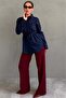 Navy Blue Waist-Tied Oversize Pocketed Shirt Mg2798 - 4