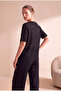 Women's Black Lace Cotton Regular Fit Crew Neck Short Sleeve Blouse Yasmin - 5
