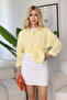 Women's Yellow Oversize Poplin Shirt Loose Cut Drop Shoulder Long Sleeve Comfortable Fit Basic Shirt - 7
