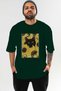 For the Love of Cats 68 Front Cat Printed Green Oversize T-Shirt 100% Cotton Unisex Cat Lover Premium Design - 2