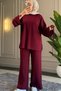 6050 - Stylish, Comfortable, Soft Modal Knitted Fabric Women's Set with Waist Tie Detail - 6