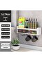 Spice Rack Wall Mount with6 Hooks, Handling Shelf Storage with 2 Drawers, Kitchen Shelf Rack, Bathroom Shower Rack - 2