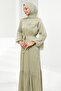 Mint Green Floral Bronched Chiffon Dress - 4
