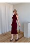 Burgundy Draped Midi Dress - 0506 - 3