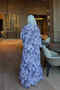 Lilac Half Buttoned Sleeves Elasticized Patterned Viscose Dress - 5