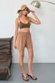Women's Elastic Waist Lace Detailed Aerobin Shorts Light Brown - 5327 - 5