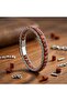 Red Jasper Natural Stone Wicker Chain Men's Steel Bracelet - 21 cm - 3