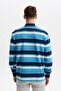 Ar-Ma Men's Polo Collar Sweatshirt, Unprinted, Striped, Buttoned, Without Pockets, Large Size, Ringel Ottoman K30554801 - 5
