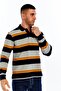 Ar-Ma Men's Polo Collar Sweatshirt Unprinted Striped Buttoned Pocketless Regular Fit Ringel Pike K3055495310 - 3