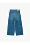 Cotton High Waist Wide Leg Denim Trousers - Culotte Jeans - 5