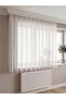Honeycomb Top Short Tulle Curtain - Armür Ecru 1:2.5 Regular Pleated Non-Ironing Striped - 5