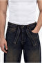Men's Oversize Baggy Washed Jean Trousers Brown-Blue - 2