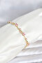 Brass Gold Color Pink Zircon Stone Flower Model Women's Bracelet
