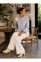 Crew Neck Knitwear Cardigan with Ruffled Skirt and Sleeves and Button Closure - 2