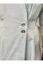 Gold Button Detailed Double-Breasted Shirt with Elastic Waist - 3