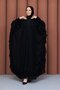 Stoned Chiffon Detailed Abaya with Inner Dress in Black - 3