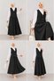 Slim Black Denim Vest Skirt Shirt Set - 2