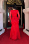 Full Beaded Fabric Degaje Collar Fish Dress - Red - 5