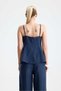 Lavanda Front-Flounce Lace-Up Blouse and Trousers Indigo Set - 7