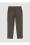 Brown Regular Fit Linen Look Men's Trousers - 7