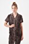 Women's Patterned Shirt Collar Short Sleeve Pajama Set 29075 - 5