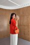 Buttoned Short Sleeve Orange Jacket - 3