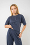 Navy Blue Modal Fabric Shalwar Bottom Top Set - 5