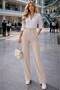 Lidya Women's White High Waist Oversize Wide Leg 106 cm Lycra Fabric Pants New - 2