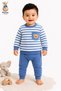 Boy's - Baby Set - Striped Seasonal Top and Bottom Set with Teddy Bear Pocket - 5