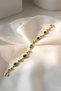 Steel Tulip Design Bracelet with Green Color Stones, Red Color Stones, and Navy Blue Color Stones. - 2