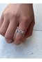 Women's Silver Color Pink Heart and Purple Clover Detailed Adjustable Minimalist Ring - 6