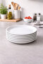 Set of 12 Melamine Cake and Dessert Serving Plates 21 cm - White Flat Round Lightweight Presentation Plate Set - 5