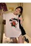 Women / Girls White Oversize T-Shirt Go Cıvfilet Printed - 4