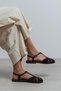 Majes Bitter Brown Suede Leather Embroidery Detail Flat Sole Women's Sandals - 3