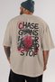 Chase Gains Never Stop Oversize Back Printed Beige T-Shirt 100% Cotton Streetwear Premium Comfortable Fit - 5