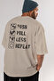 Push Pull Legs Oversize Back Printed Beige T-Shirt 100% Cotton Streetwear Premium Comfortable Fit - 7
