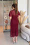Elegant Midi Burgundy Lace Dress with High Collar Lining - 4