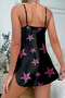 Star Patterned Black Satin Nightgown - 3