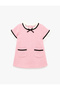 Bowknot Short Sleeve Crew Neck Tweed Dress with Pockets - 4