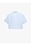 Short Sleeve Lemon Embroidery Detailed Striped Crop Poplin Shirt - 4