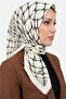 وشاح نسائي أبيض من قماش التيمبرولين بنقشة هندسية