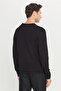 Men's Black Standard Fit Regular Cut Crew Neck Jacquard Knitwear Sweater - 5