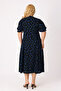Women's Plus Size Black Floral Patterned Flounced Short Sleeve V-Neck Viscose Dress - 7