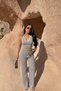 Women's Gray Collar Detailed Halter Neck Blouse and Pants Set - 3